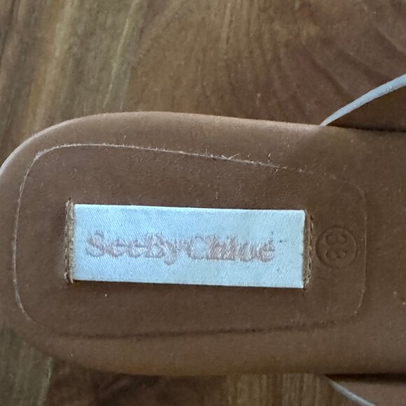 See By Chloe Dania Leather Cork Wedge Platform Sandals Pebble Gray Taupe - Picture 8 of 8